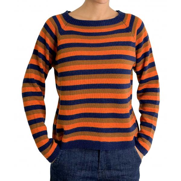 Maglione a righe fine girocollo